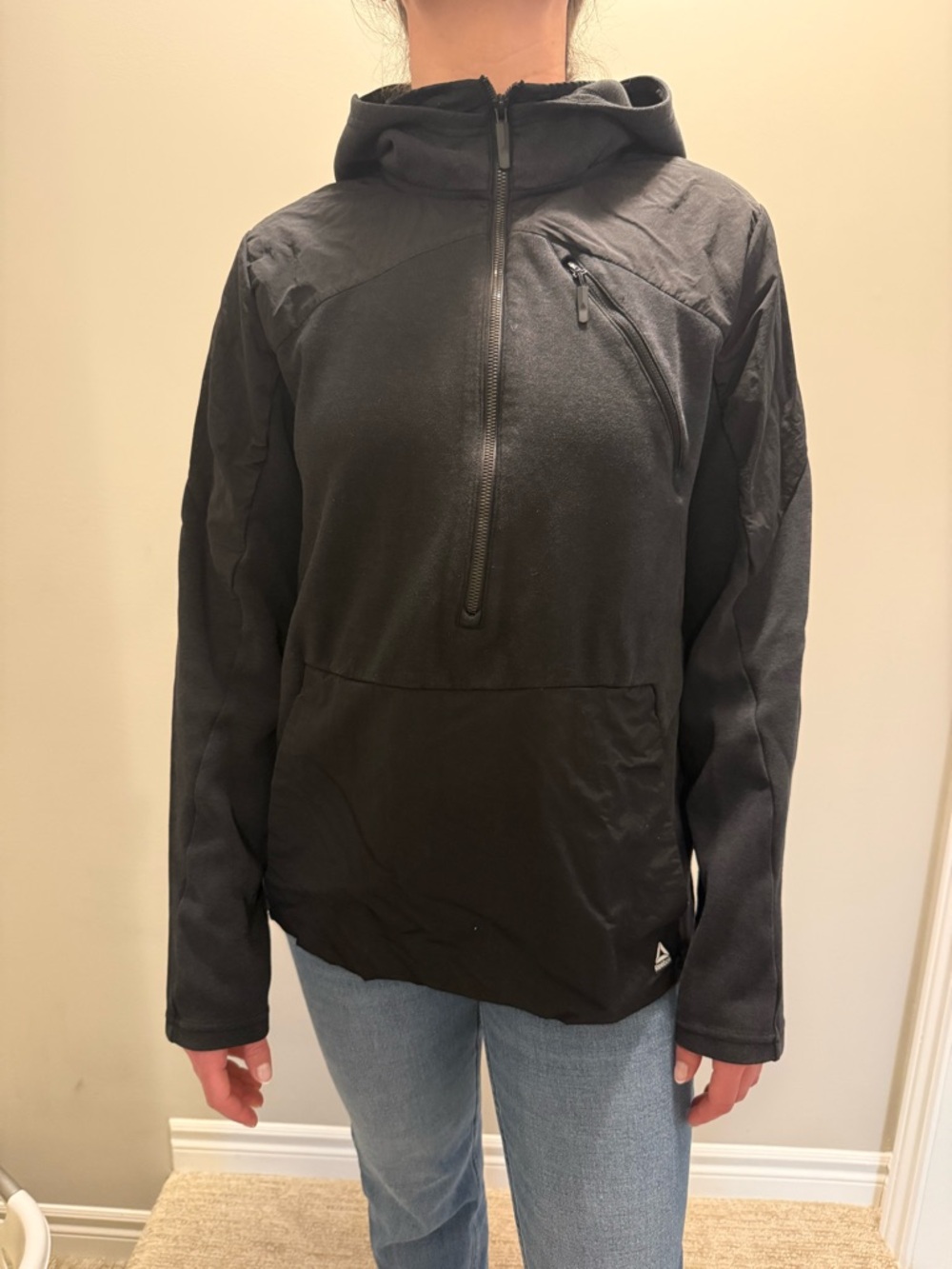 Reebok Black Hooded Half-Zip Ski Pullover